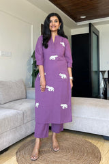 Our elegant designer printed work multicolours kurta with plazzo co-ord set pure cotton