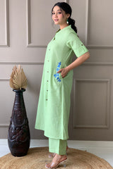 Our elegant designer Embroidary work & kurta with plazzo co-ord set pure cotton - Vastra Gehna