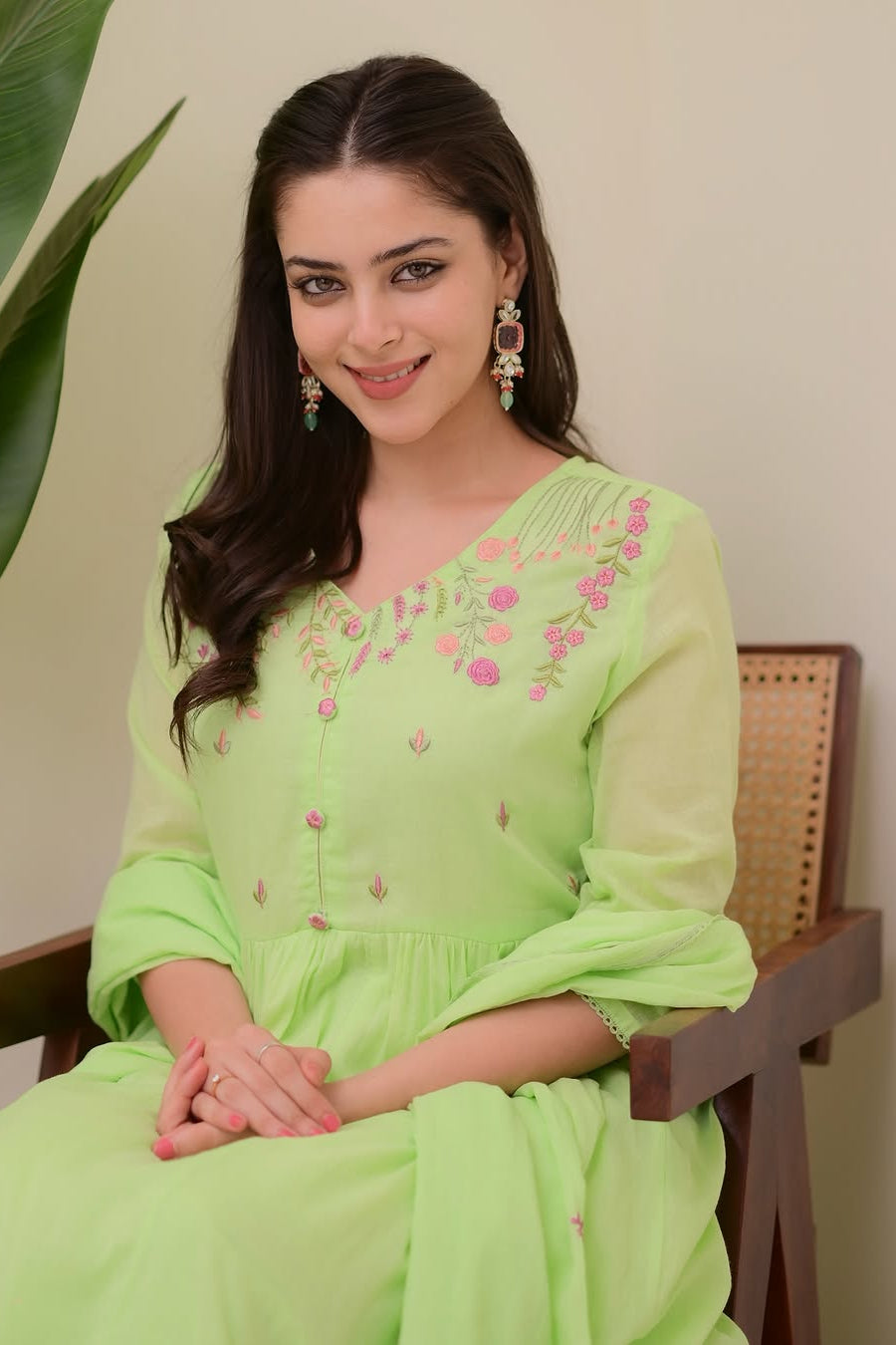 Our elegant designer Embroidary work dupatta with kurta & plazzo co-ord set pure cotton - Vastra Gehna