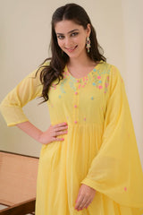 Our elegant designer Embroidary work dupatta with kurta & plazzo co-ord set pure cotton - Vastra Gehna