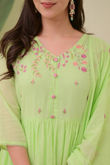 Our elegant designer Embroidary work dupatta with kurta & plazzo co-ord set pure cotton - Vastra Gehna