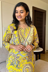 Our elegant designer printed work multicolours kurta with plazzo co-ord set pure cotton