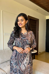 Our elegant designer printed work multicolours kurta with plazzo co-ord set pure cotton