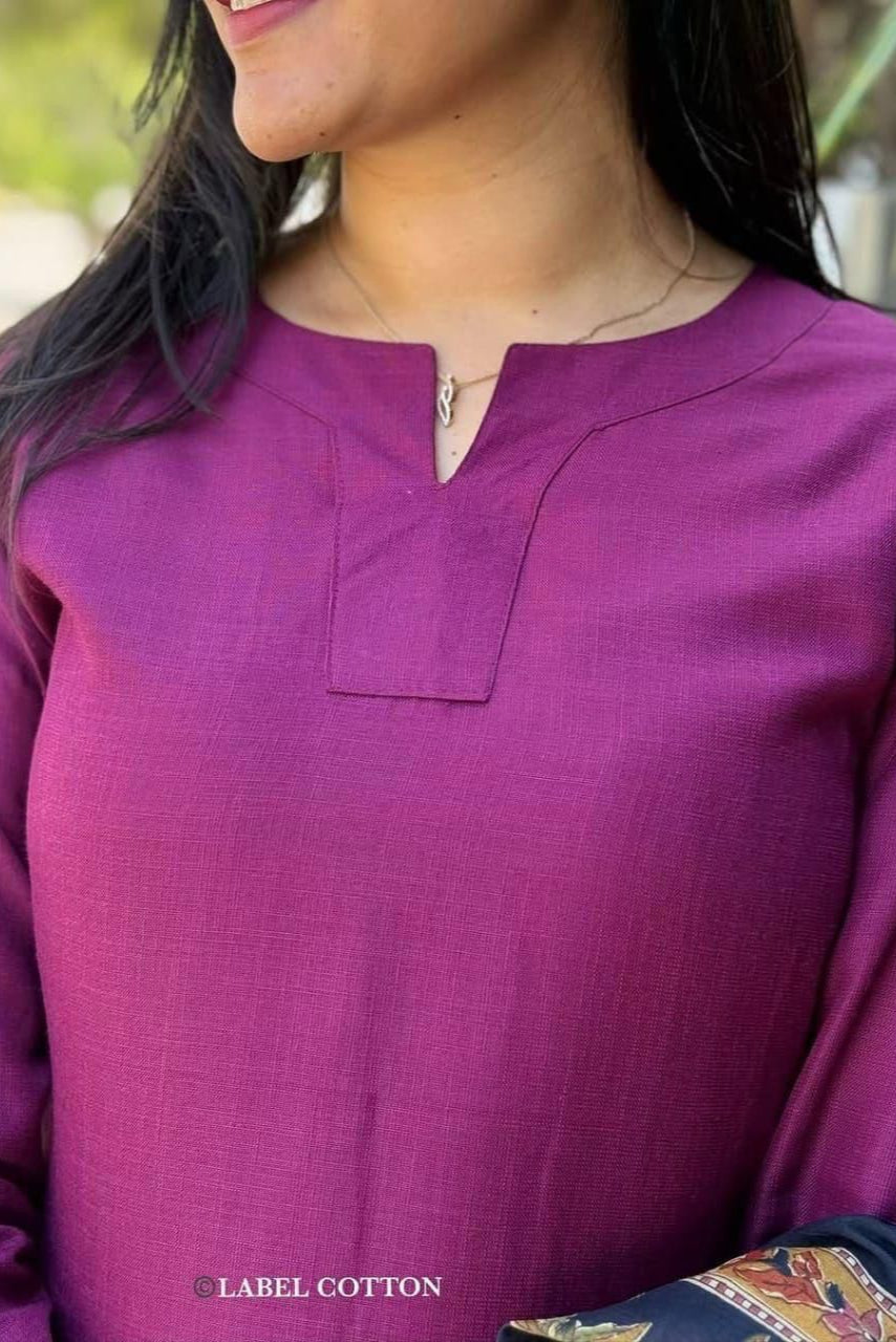 Our elegant designer printed work dupatta with kurta & plazzo co-ord set pure cotton - Vastra Gehna