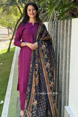 Our elegant designer printed work dupatta with kurta & plazzo co-ord set pure cotton - Vastra Gehna