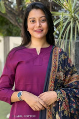 Our elegant designer printed work dupatta with kurta & plazzo co-ord set pure cotton - Vastra Gehna