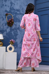 Our elegant designer printed work kurta with plazzo co-ord set pure cotton