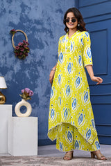 Our elegant designer printed work kurta with plazzo co-ord set pure cotton - Vastra Gehna