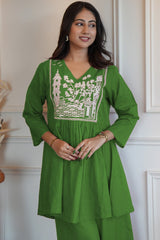 Our elegant designer kurta & plazzo co-ord set set pure cotton - Vastra Gehna