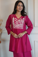 Our elegant designer kurta & plazzo co-ord set set pure cotton - Vastra Gehna