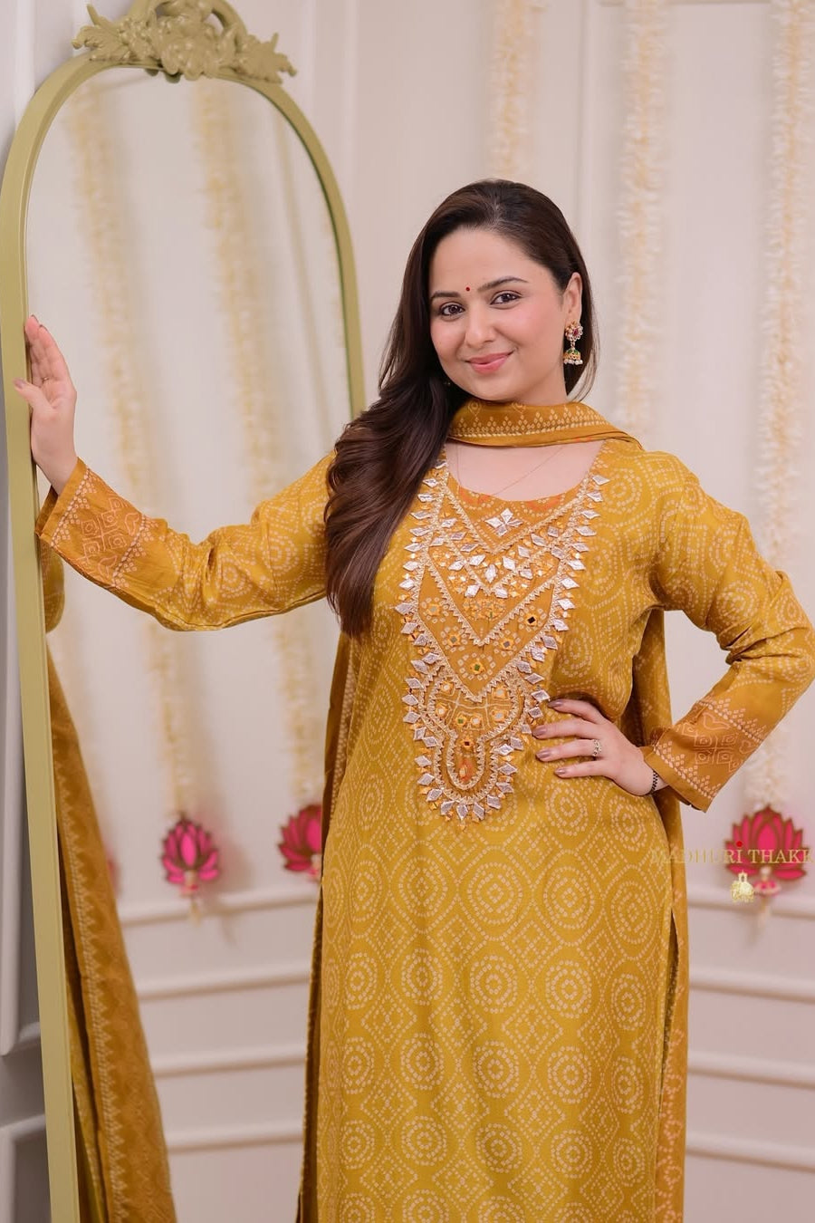 Our elegant designer thread work kurta & plazzo with dupatta co-ord set pure cotton - Vastra Gehna