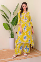 Our elegant designer printed work kurta with plazzo co-ord set pure cotton - Vastra Gehna