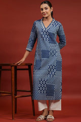 Our elegant blue printed kurta wih plazzo co-ord set - Vastra Gehna