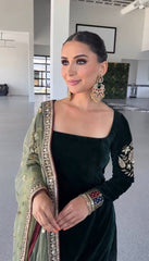 *Launching New Party Wear Viscose Velvet Designer Look Top-Dupatta and Fully Stiched Bottom With Heavy Embroidery Siquance Work