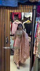 EXCLUSIVE 4 PIECE PLAZZO PAIR WITH REAL MIRROR AND EMBROIDERY WORK