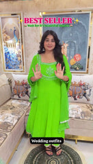 EXCLUSIVE 3 PIECE GOWN-PANT PAIR WITH SEQUENCE EMBROIDERY WORK