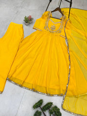 EXCLUSIVE 3 PIECE GOWN-PANT PAIR WITH SEQUENCE EMBROIDERY WORK