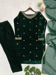 VELVET COLLECTION FOR THIS WINTER SEASON OUR EXCLUSIVE 3 PIECE PANT PAIR WITH SEQUENCE EMBROIDERY WORK