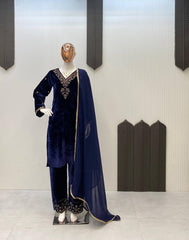 VELVET COLLECTION FOR THIS WINTER SEASON OUR EXCLUSIVE 3 PIECE PANT PAIR WITH SEQUENCE EMBROIDERY WORK