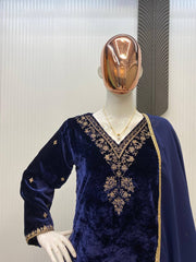 VELVET COLLECTION FOR THIS WINTER SEASON OUR EXCLUSIVE 3 PIECE PANT PAIR WITH SEQUENCE EMBROIDERY WORK