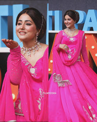 Pure Heavy Chinnon Silk With *Heavy Embroidery Sequence Work* With Full Embroidery Sleeve