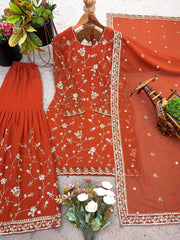 Presenting New Designer Party Wear Look Top-Plazzo and Dupatta With Heavy Embroidery Work*