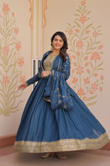 Star Georgette with Zari & Sequins Embroidered work Gown