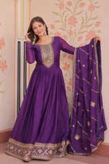Star Georgette with Zari & Sequins Embroidered work Gown