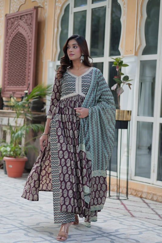 Soft Elegance – Pure Cotton Kurta Set with Dupatta - Vastra Gehna
