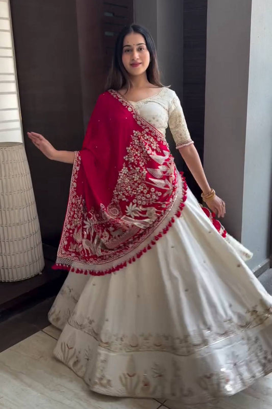 New Festival Lehenga Choli Fabric Vichitra Silk