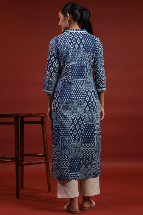 Our elegant blue printed kurta wih plazzo co-ord set - Vastra Gehna