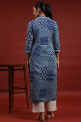 Our elegant blue printed kurta wih plazzo co-ord set - Vastra Gehna