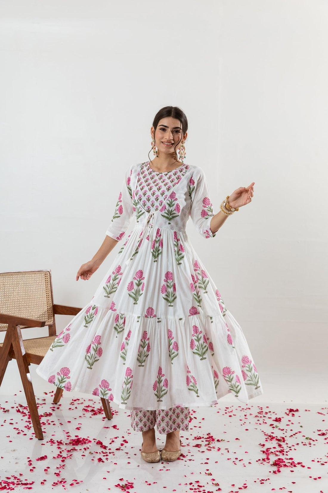 Our elegant  designer printed kurta & plazzo with dupatta co-ord set set pure cotton - Vastra Gehna