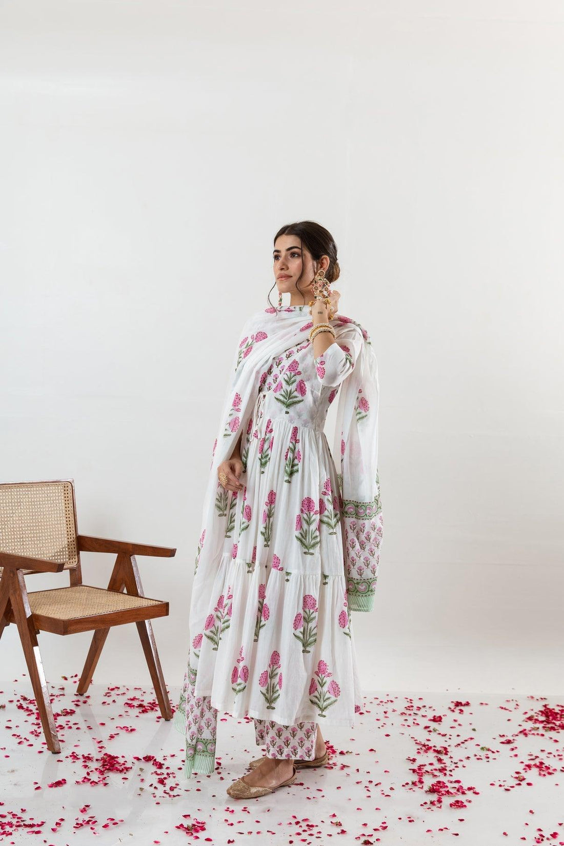 Our elegant  designer printed kurta & plazzo with dupatta co-ord set set pure cotton - Vastra Gehna