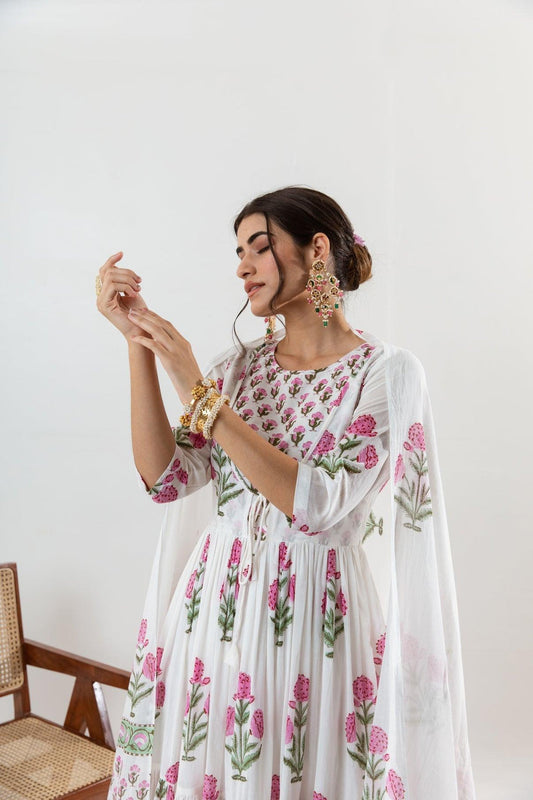 Our elegant  designer printed kurta & plazzo with dupatta co-ord set set pure cotton - Vastra Gehna