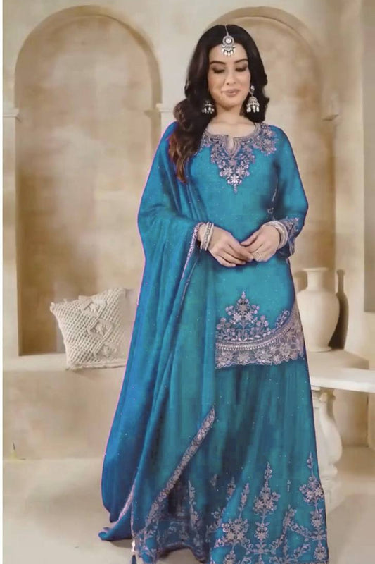 PLAZZO. WITH FANCY DUPPATA WITH  EMBROIDERY WORK - Vastra Gehna