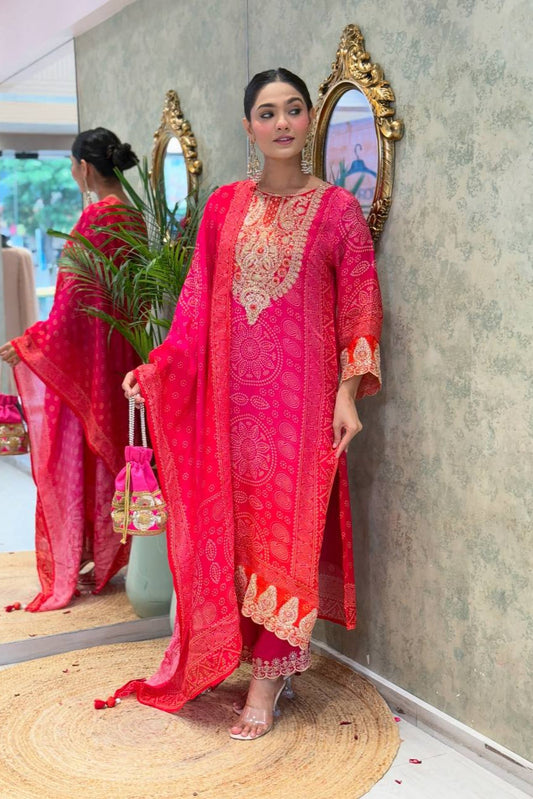 REGAL PINK HEAVY EMBROIDERY SUIT - Vastra Gehna