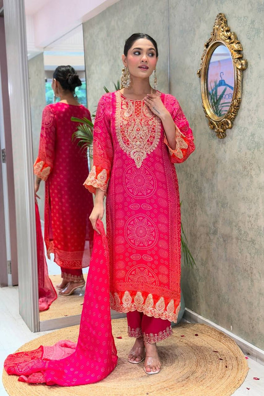 REGAL PINK HEAVY EMBROIDERY SUIT - Vastra Gehna