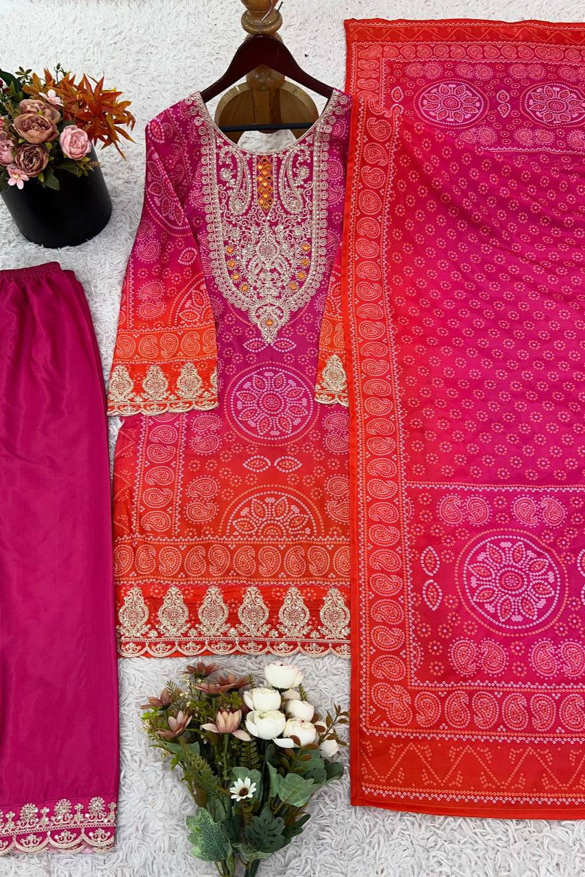 REGAL PINK HEAVY EMBROIDERY SUIT - Vastra Gehna