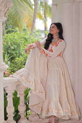 NAVRATRI kora cotton EMBROIDARY - Vastra Gehna