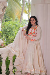 NAVRATRI kora cotton EMBROIDARY - Vastra Gehna
