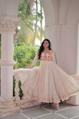NAVRATRI kora cotton EMBROIDARY - Vastra Gehna