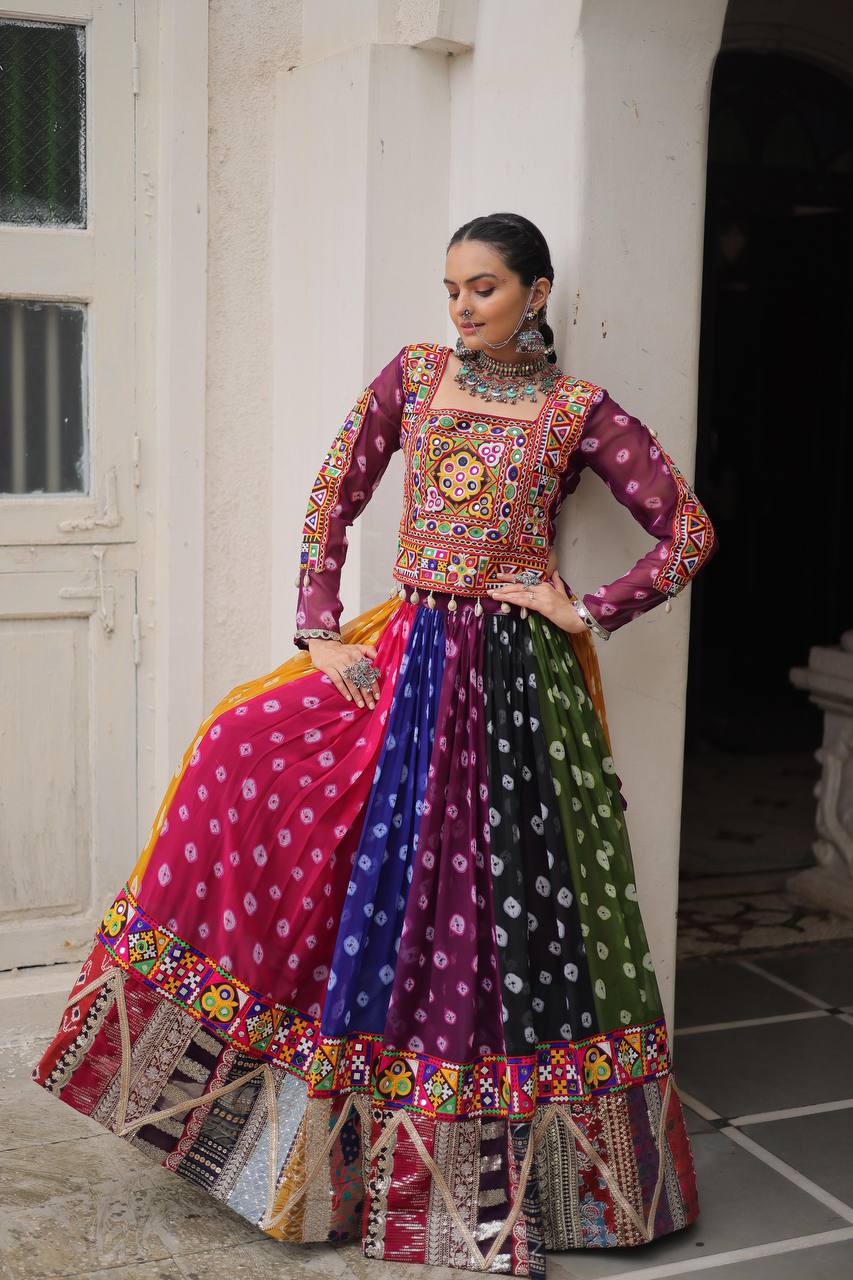 NAVRATRI LEHENGA  vintage and gamthi embellished work - Vastra Gehna