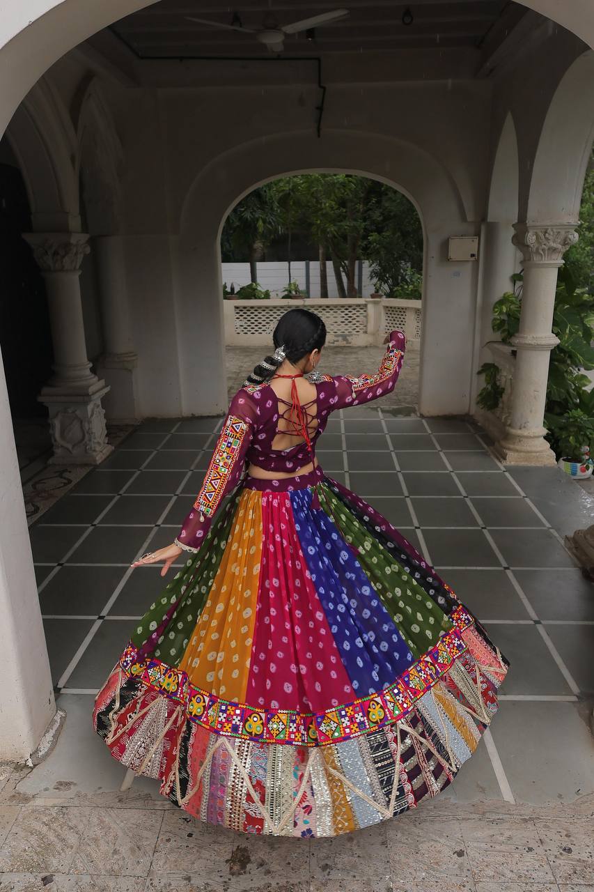 NAVRATRI LEHENGA  vintage and gamthi embellished work - Vastra Gehna