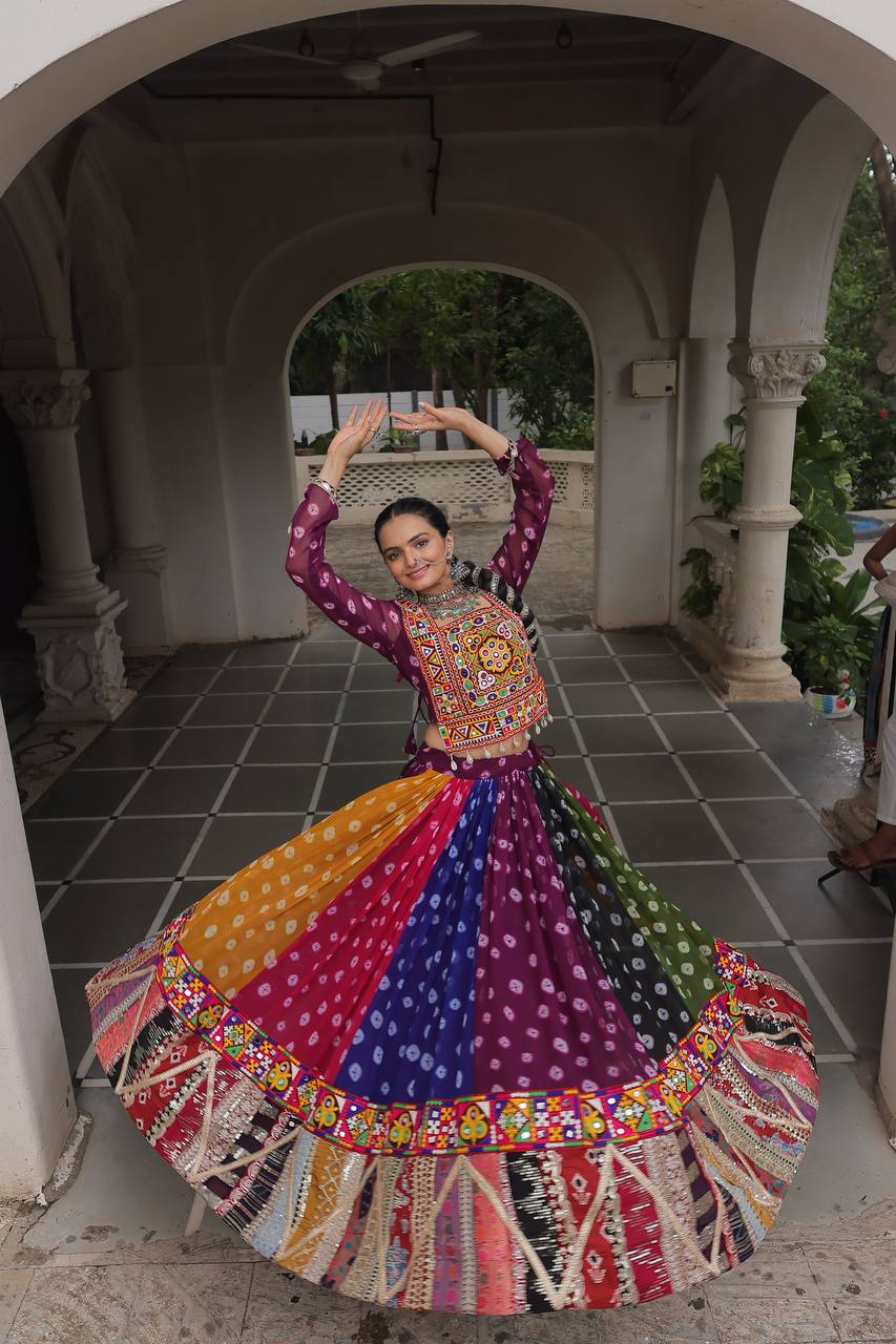 NAVRATRI LEHENGA  vintage and gamthi embellished work - Vastra Gehna