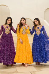 Fabrics & Work :- Bandhani Print work with kutchi patchework in Faux Georgette.