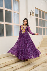Fabrics & Work :- Bandhani Print work with kutchi patchework in Faux Georgette.