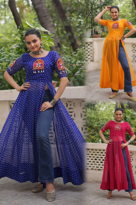 PREMIUM READYMADE DESIGNER FRONT OPEN LONG KURTI COLLECTIONS.