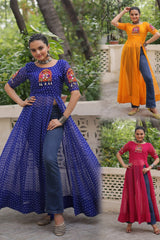 PREMIUM READYMADE DESIGNER FRONT OPEN LONG KURTI COLLECTIONS.