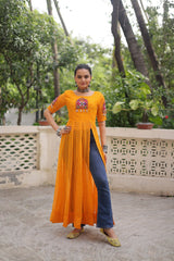 PREMIUM READYMADE DESIGNER FRONT OPEN LONG KURTI COLLECTIONS.